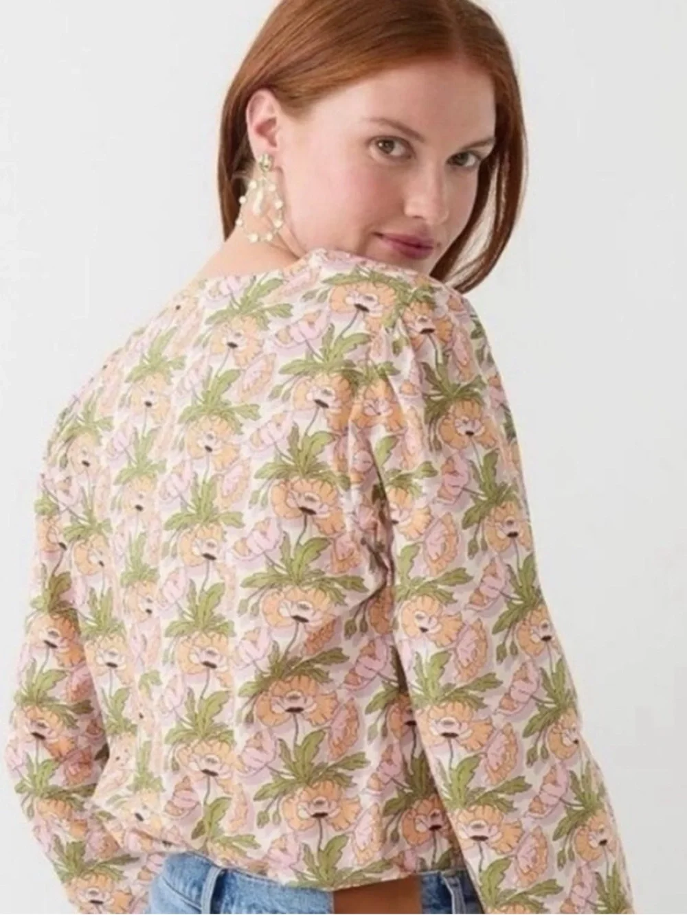 J. CREW x Liberty Butterfield Poppy Keyhole Popover Floral Top Blouse Size S